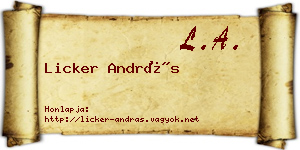 Licker András névjegykártya